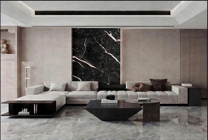 Black gold vein marble feature wall